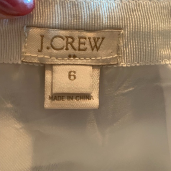 J Crew Shiny Striped Mini Skirt Womens SZ 6 Cotton Stretch Metallic WhiteZipper - Picture 6 of 7